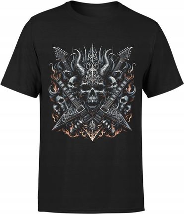 Koszulka Metalowa Męska Metal Gitara Elektryczna Czaszki Czaszkami Rozm 3XL