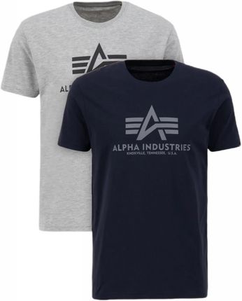 Koszulki Alpha Industries Basic 2 Pack 106524 641 - Grey.Heat / Rep.Blue RATY 0% | PayPo | GRATIS WYSYŁKA | ZWROT DO 100 DNI