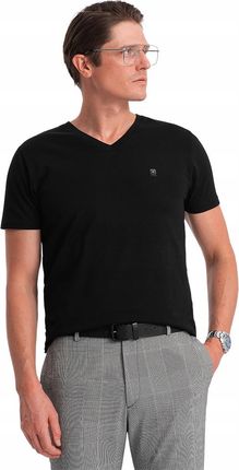 Męski T-shirt V-neck z elastanem czarny V3 OM-TSCT-0106 XXL