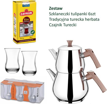 Pełny zestaw do herbaty po turecku Szklanki + Czajniki+ herbata