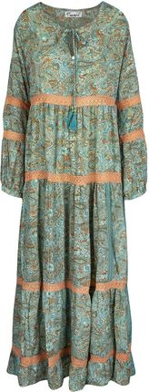 Długa zwiewna sukienka etno w kolorowe wzory jedwab MILANO