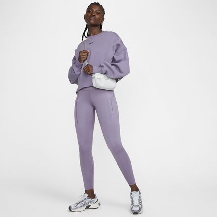Damskie legginsy ze średnim stanem i kieszeniami o długości 7/8 zapewniające mocne wsparcie Nike Go - Fiolet