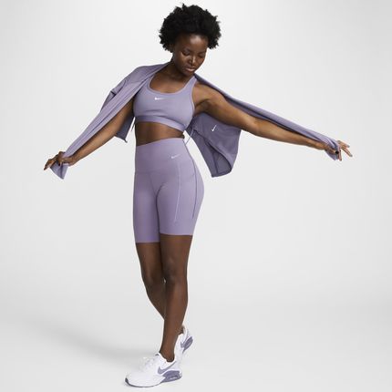 Damskie kolarki 20,5 cm z wysokim stanem i kieszeniami zapewniające średnie wsparcie Nike Universa - Fiolet