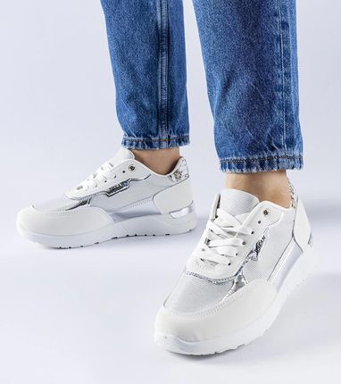 Białe brokatowe sneakersy Roganzuolo