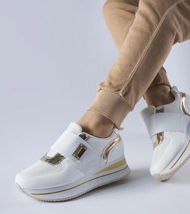 Białe wsuwane sneakersy na platformie Sages