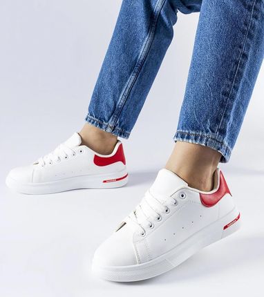 Biało-czerwone sneakersy Leland