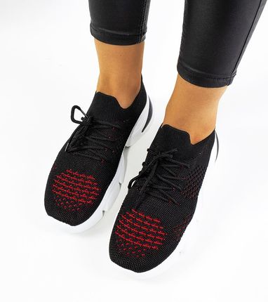 Czarno czerwone sneakersy sportowe Daniela
