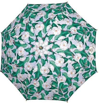 Parasol damski Perletii Green Camelie półautomatyczny długi wzór kwiatowy