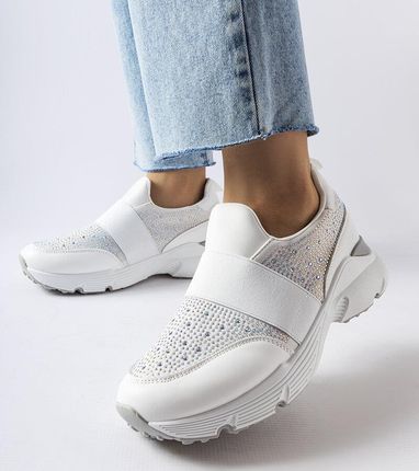 Białe sneakersy z cyrkoniami Algiso