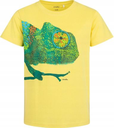 T-shirt Koszulka dziecięca chłopięca Bawełna 146 żółty Kameleon Endo