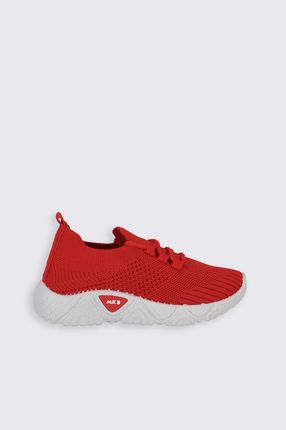 Sneakersy czerwone buty sportowe z białą podeszwą