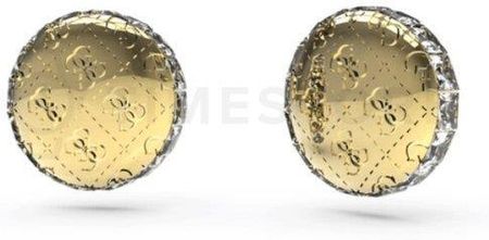 Guess Złote Kolczyki Monety Logowane Boczne Kryształki 4G Rising Jube04265Jw