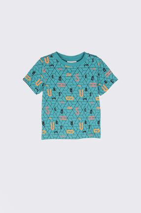 T-shirt z krótkim rękawem turkusowy z abstrakcyjnym printem