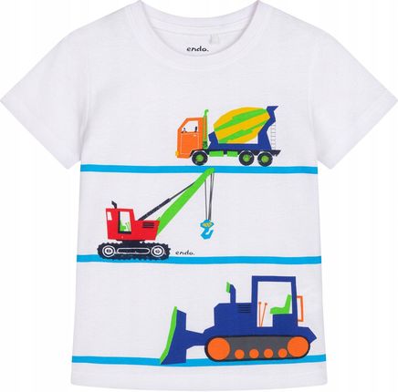 T-shirt Koszulka dziecięca chłopięca Bawełna biały 116 na budowie Endo