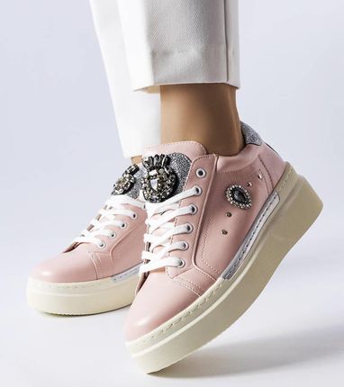 Różowe sneakersy na niskiej koturnie Cuillerier