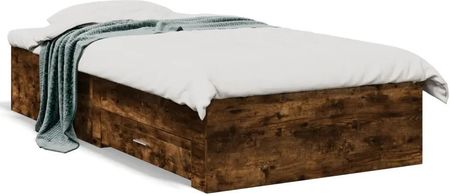 vidaXL Rama łóżka z szufladami przydymiony dąb 100x200 cm (3280423)