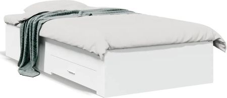 vidaXL Rama łóżka z szufladami biała 90x200 cm (3280426)