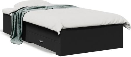 vidaXL Rama łóżka z szufladami czarna 100x200 cm (3280420)