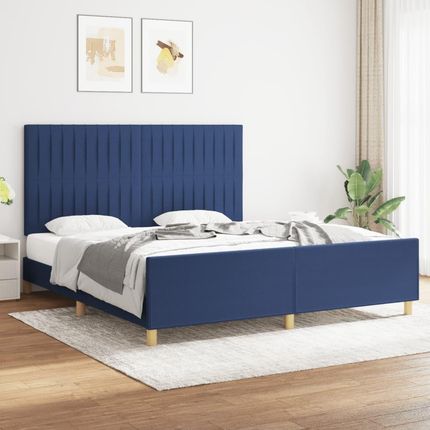 vidaXL Rama łóżka z zagłówkiem niebieska 180x200 cm obita tkaniną (3125241)