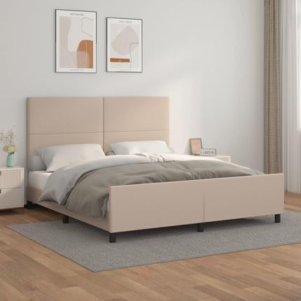 vidaXL Rama łóżka z zagłówkiem cappuccino 180x200 cm sztuczna skóra (3125468)