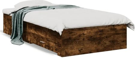 vidaXL Rama łóżka z szufladami przydymiony dąb 90x190 cm (3280437)