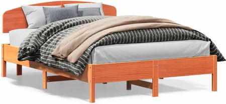 vidaXL Rama łóżka z wezgłowiem woskowy brąz 120x200 cm sosnowa (3207216)