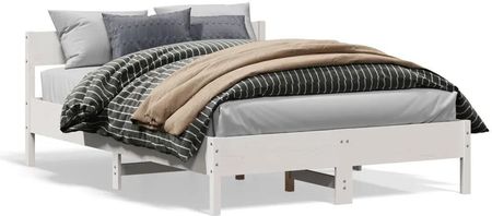 vidaXL Rama łóżka z zagłówkiem biała 160x200 cm lite drewno sosnowe (842743)