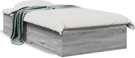 vidaXL Rama łóżka z szufladami szary dąb sonoma 90x200 cm (3280431)