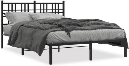 vidaXL Metalowa rama łóżka z wezgłowiem czarna 120x200 cm (376322)