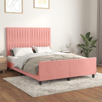 vidaXL Rama łóżka z zagłówkiem różowa 140x200 cm aksamitna (3125884)