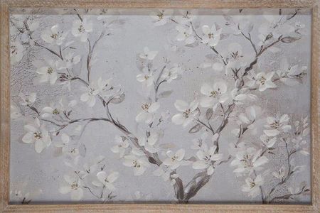 Obraz Ręcznie Malowany Kwitnące Drzewo 40X60 Beżowy
