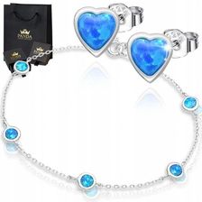 Panda Luxury Jewellery Komplet Biżuterii Srebrnej Opal 925 Prezent Dziewczyny Żony Mamy Córki