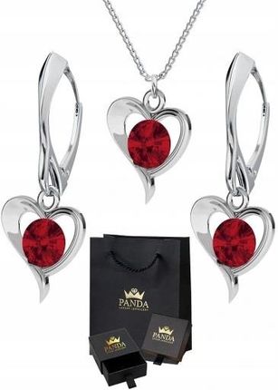 Panda-Jewellery Komplet Biżuterii Srebrnej Serca Zestaw Ślubnej