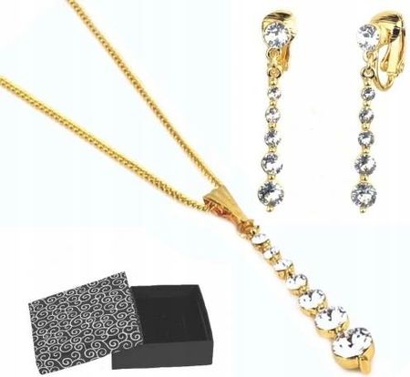 Marimar Jewelry Komplet Biżuterii Srebrny Złoty Klipsy/Kol Colibra