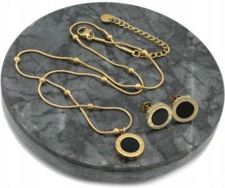 Ttm Xuping Komplet Biżuterii Złotej Stal Chirurgiczna Czarne Oczko Zegar 12 Mm