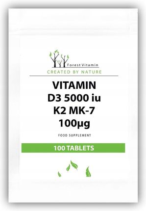 Forest Vitamin D3 5000 Iu K2 Mk-7 100Ug 100Tabl