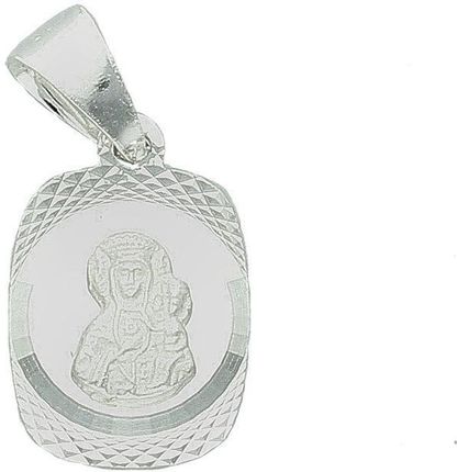 Diament Srebrny Medalik Kwadratowy Matka Boska Częstochowska