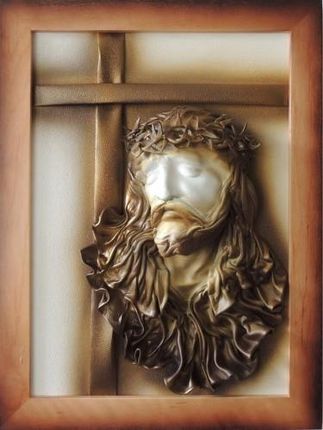 Art Deco Jezus Chrystus Krzyż W Tle Obraz Rękodzielo Ze Skóry Na Prezent Do Nowego Domu Jc3-2