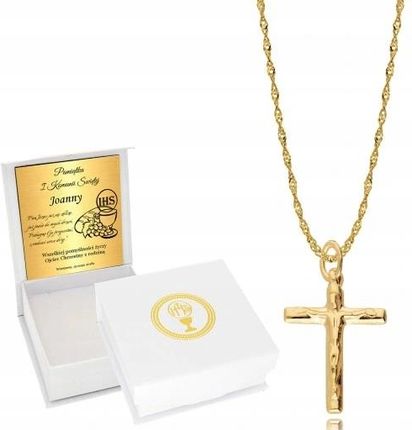 Euforia Złoty Łańcuszek Z Krzyżykiem 585 Chrzest Grawer