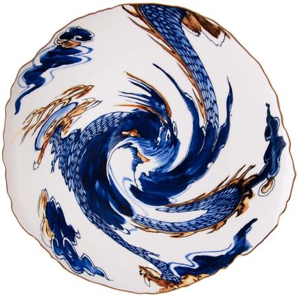 Seletti Talerz Obiadowy Diesel Classics On Acid Imari Dragon 28cm Niebieski Porcelana,