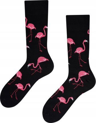Sporty Socks kolorowe czarne różowe Flamingi 43-46