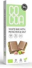 Cocoa Tabliczka Biała Z Pistacjami I Solą 60 % Mniej Cukru Bio 40g