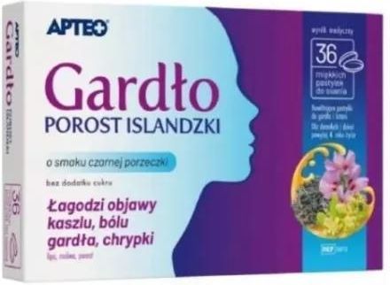 Synoptis Pharma Gardło Porost Islandzki Apteo O Smaku Czarnej Porzeczki 36 Pastylek