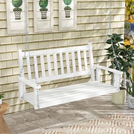 Costway Drewniana Huśtawka Ogrodowa 136x67x63Cm Np11445Wh - zdjęcie 2