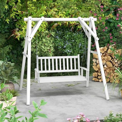 Costway Drewniana Huśtawka Ogrodowa 136x67x63Cm Np11445Wh - zdjęcie 3