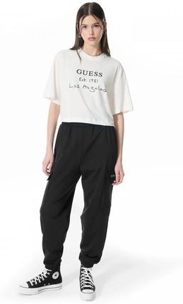 Damskie spodnie dresowe joggery Guess Ruth Cargo Pants - czarne