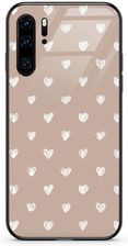 Etui Szklane Huawei P30 Pro Serduszka Beż