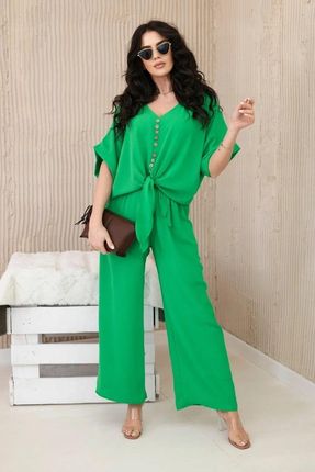 Komplet damski bluzka ze spodniami jasno zielony