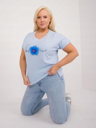 Bluzka damska z aplikacją 3D jasnoniebieska
