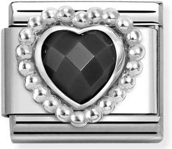 Nomination Link 925 Zawieszka Srebro Czarne Fasetowane Serce 330606 011